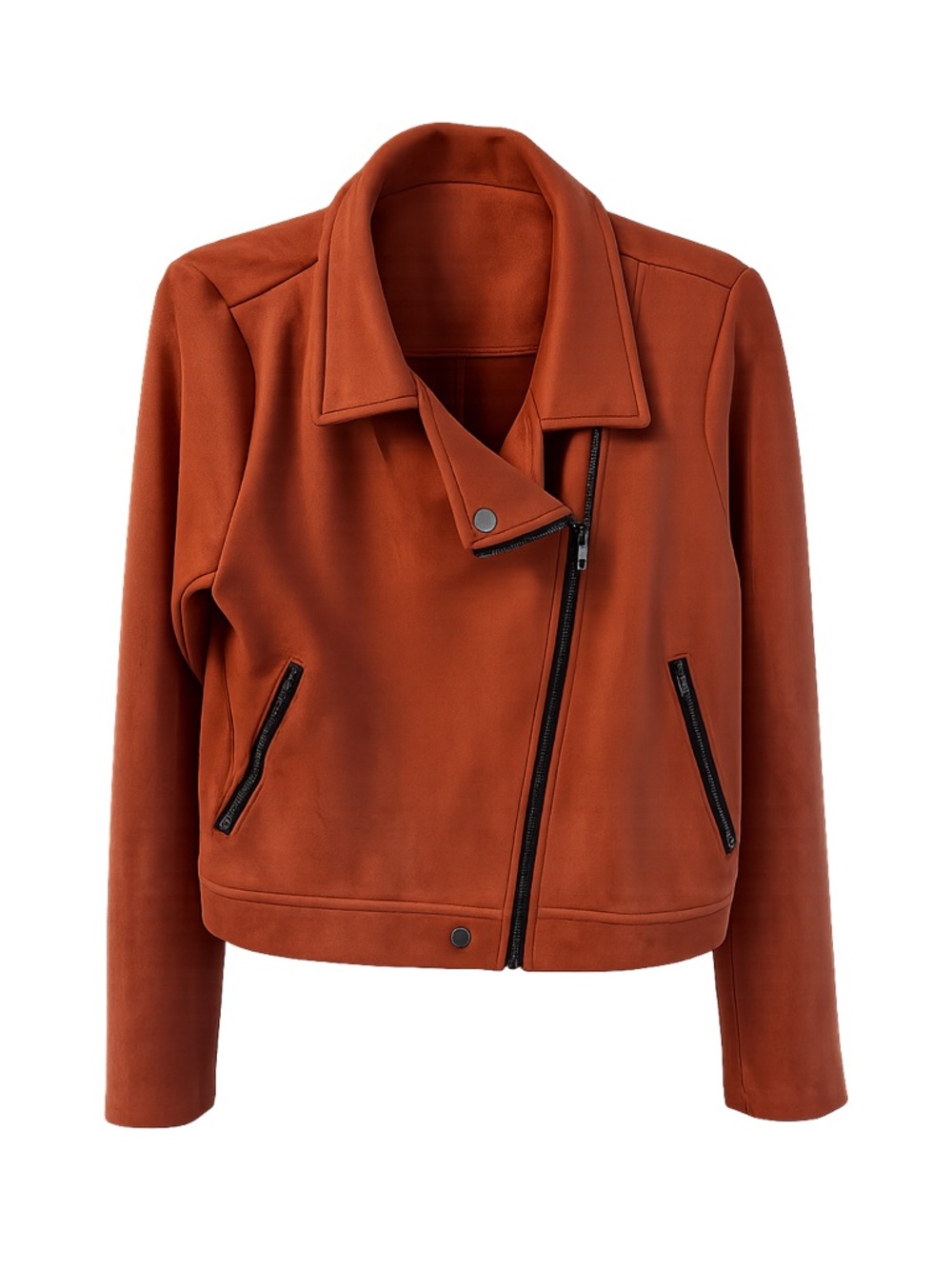 Allegra K Rust Sueded Moto Jacket size L